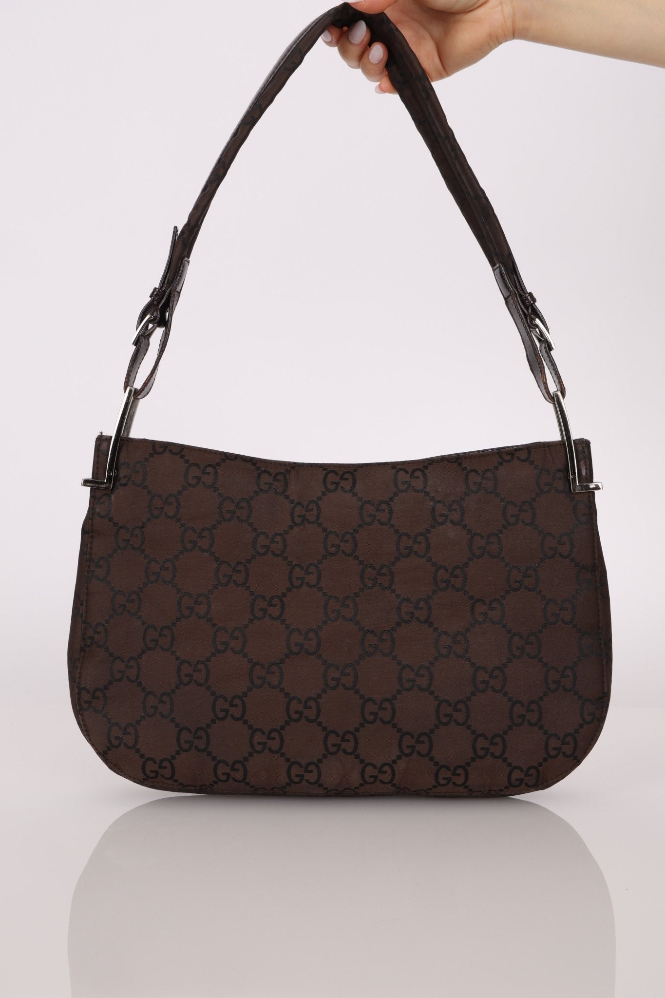 Gucci Chocolate Monogram Nylon Shoulder Bag - FashioNica