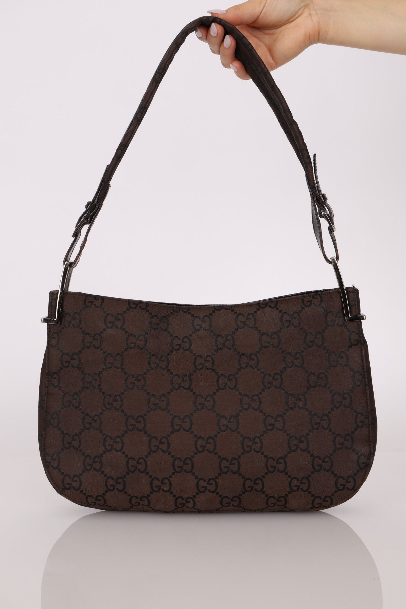 Gucci Chocolate Monogram Nylon Shoulder Bag - FashioNica