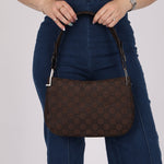 Gucci Chocolate Monogram Nylon Shoulder Bag - FashioNica