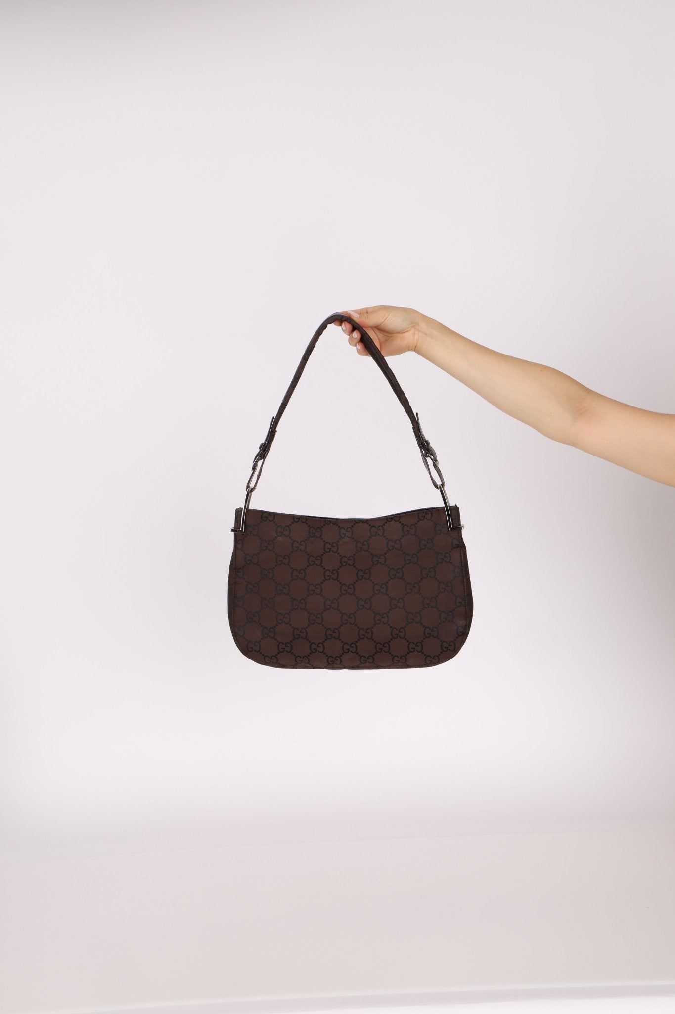 Gucci Chocolate Monogram Nylon Shoulder Bag - FashioNica
