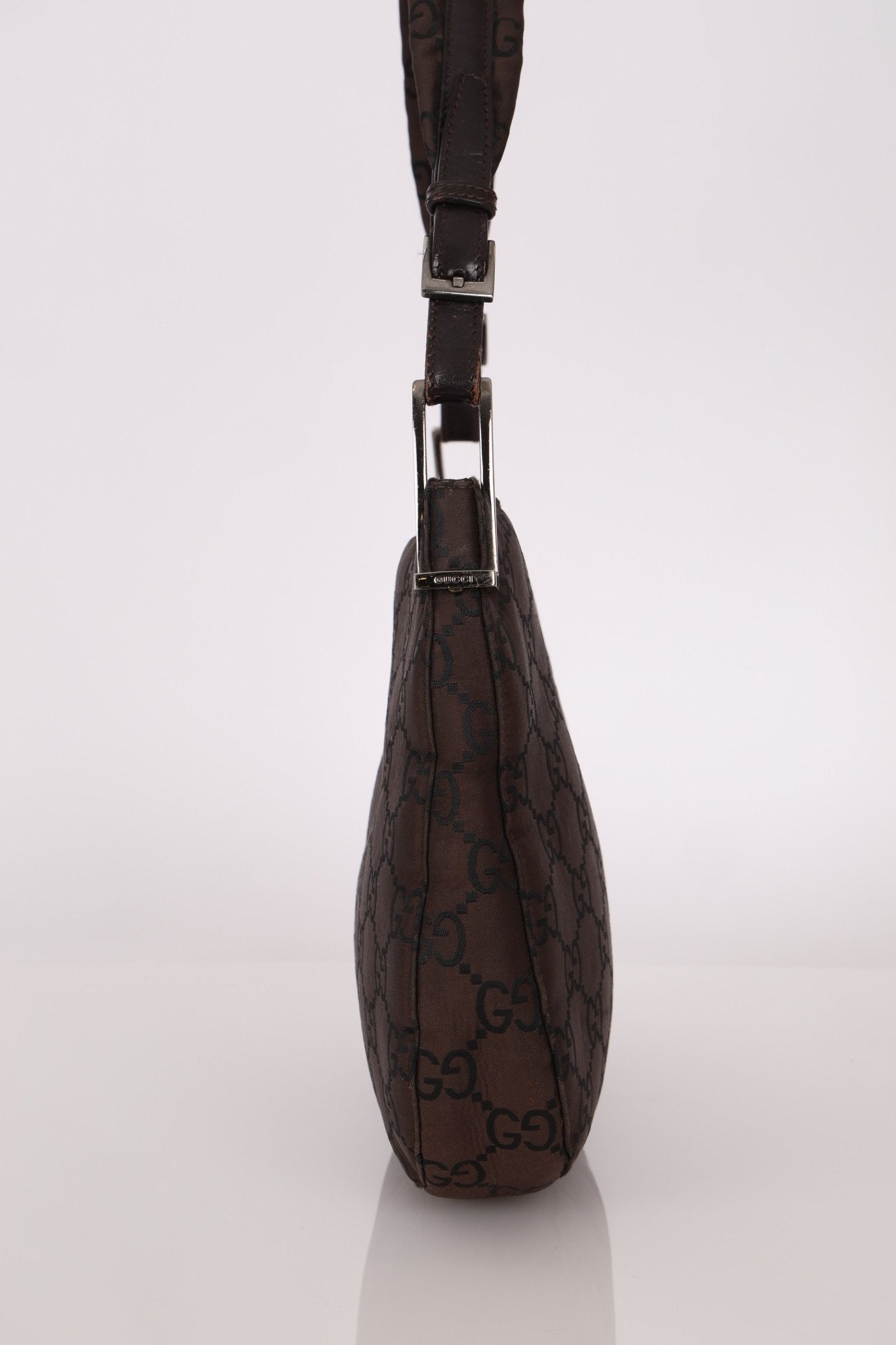 Gucci Chocolate Monogram Nylon Shoulder Bag - FashioNica