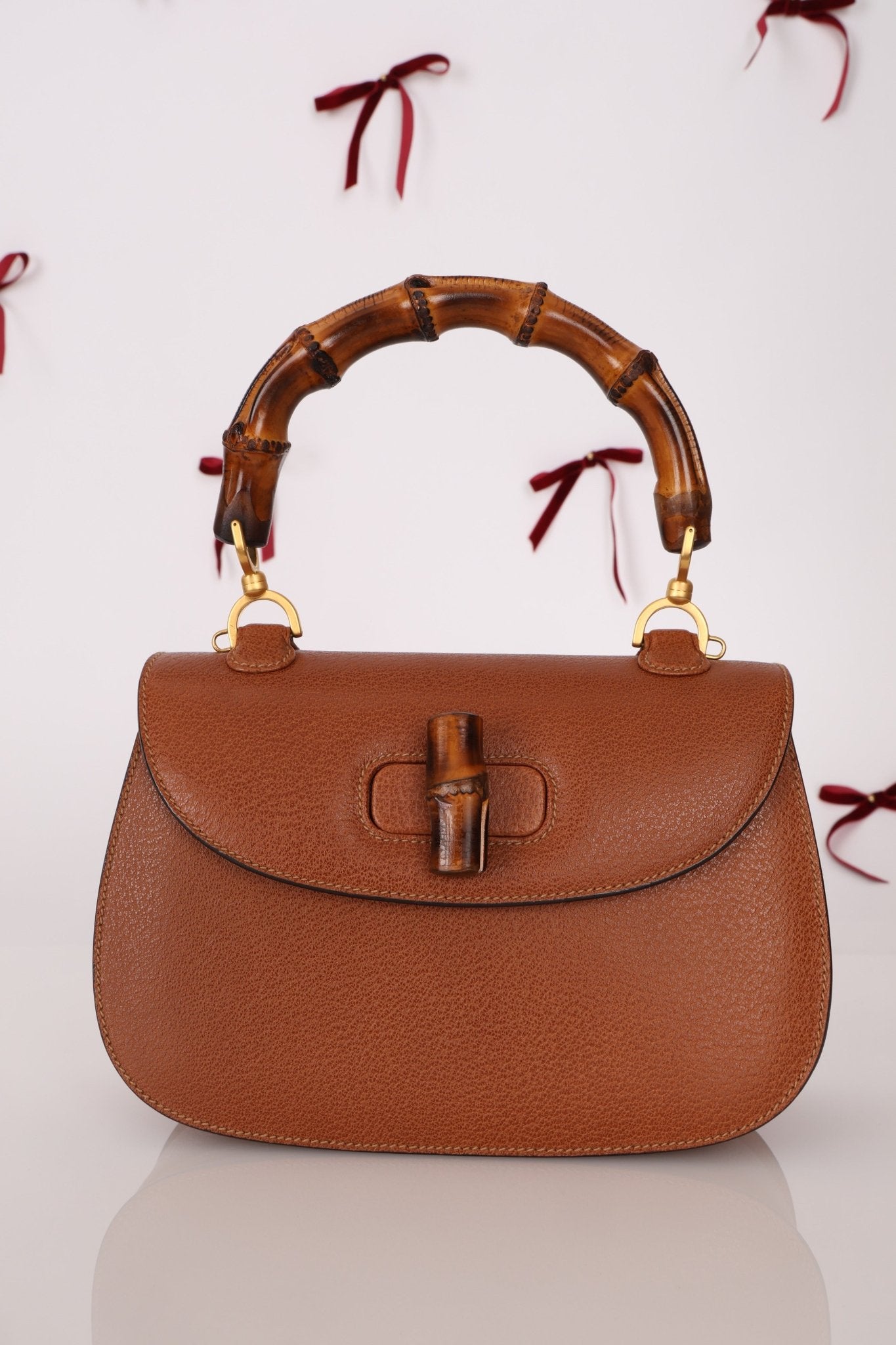 Gucci Cognac Bamboo Turnlock Top Handle with Strap - FashioNica