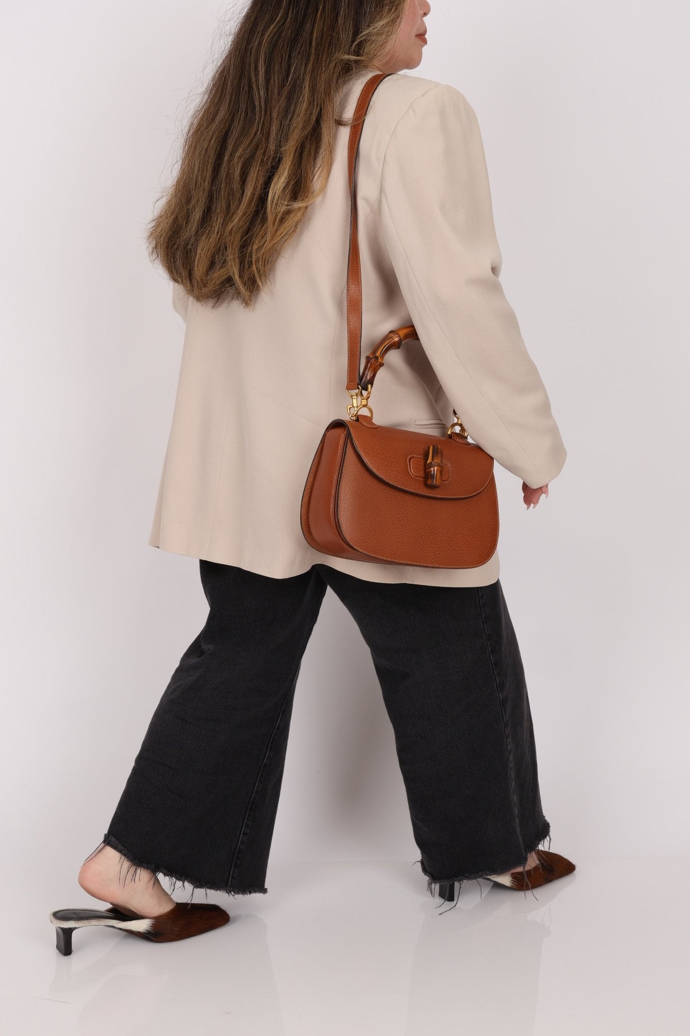 Gucci Cognac Bamboo Turnlock Top Handle with Strap - FashioNica