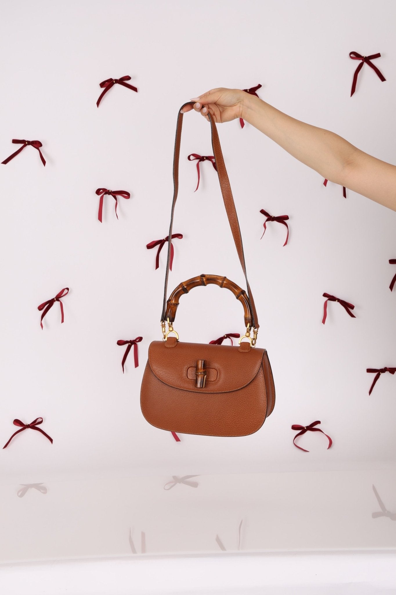 Gucci Cognac Bamboo Turnlock Top Handle with Strap - FashioNica