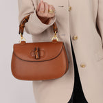 Gucci Cognac Bamboo Turnlock Top Handle with Strap - FashioNica