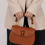 Gucci Cognac Bamboo Turnlock Top Handle with Strap - FashioNica