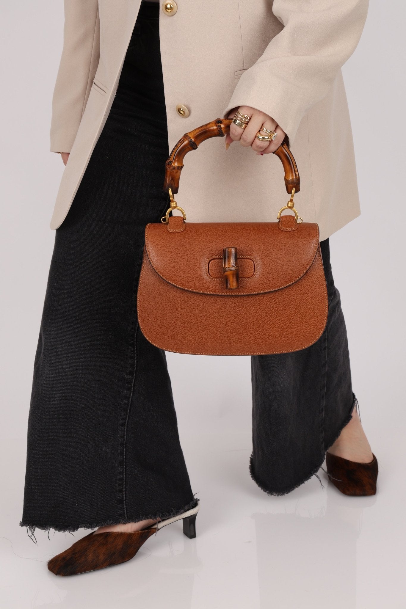 Gucci Cognac Bamboo Turnlock Top Handle with Strap - FashioNica