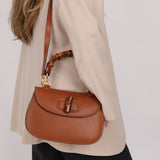 Gucci Cognac Bamboo Turnlock Top Handle with Strap - FashioNica