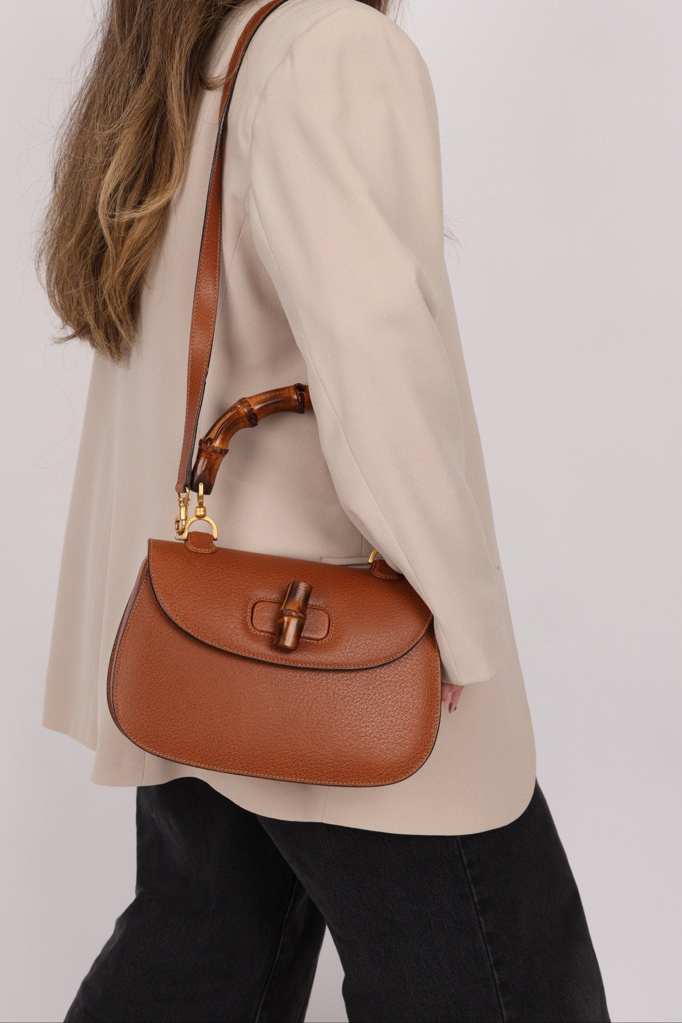 Gucci Cognac Bamboo Turnlock Top Handle with Strap - FashioNica