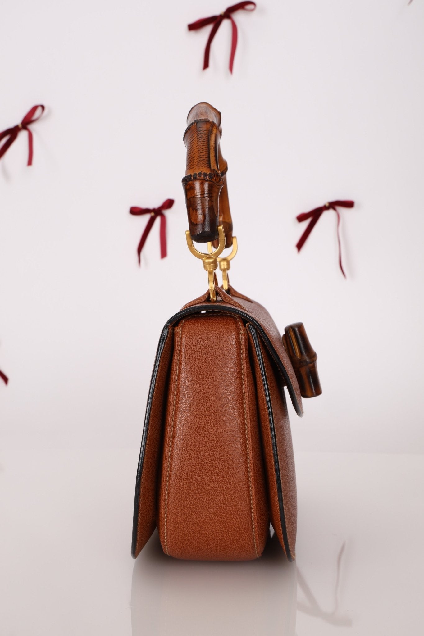 Gucci Cognac Bamboo Turnlock Top Handle with Strap - FashioNica