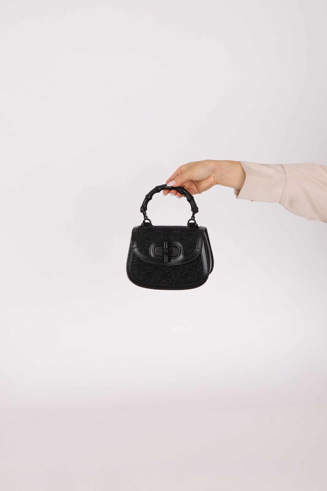 Gucci Crystal Bamboo 1947 Mini Top Handle - FashioNica