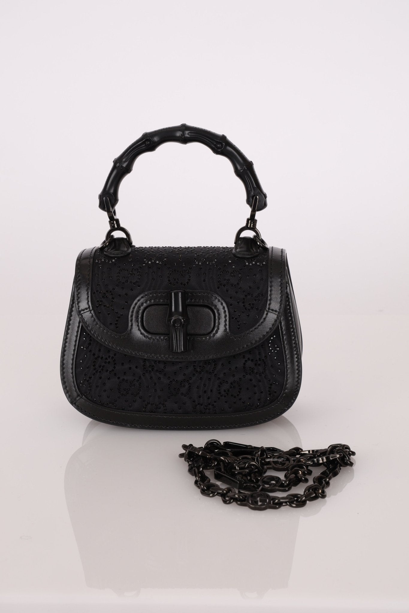 Gucci Crystal Bamboo 1947 Mini Top Handle - FashioNica