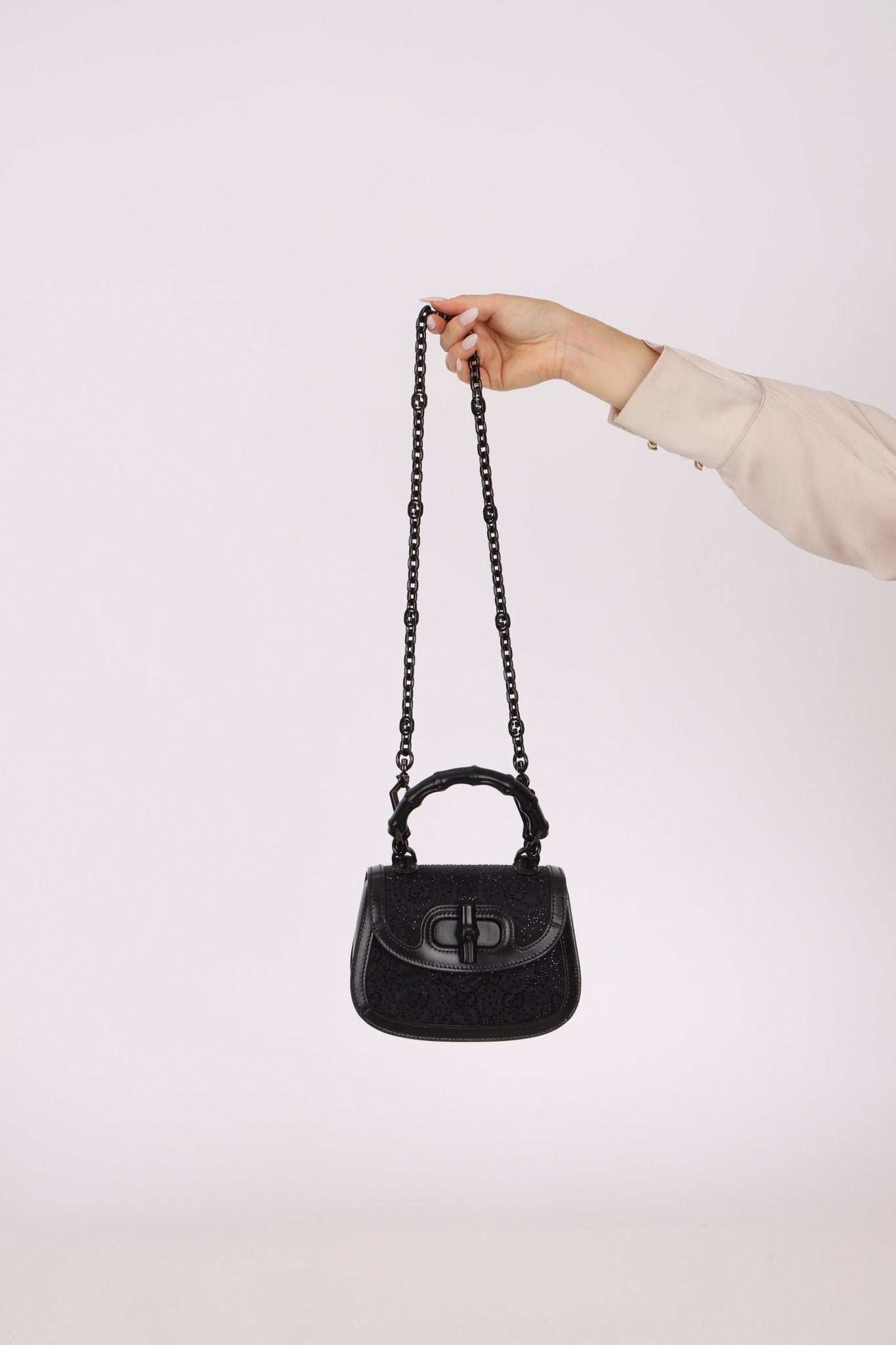 Gucci Crystal Bamboo 1947 Mini Top Handle - FashioNica