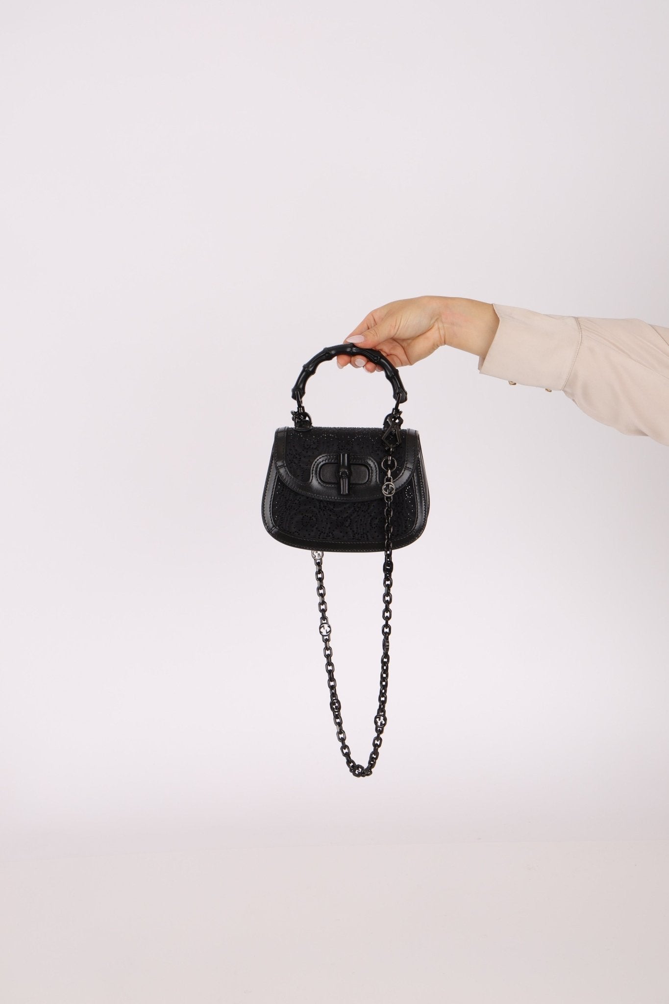 Gucci Crystal Bamboo 1947 Mini Top Handle - FashioNica