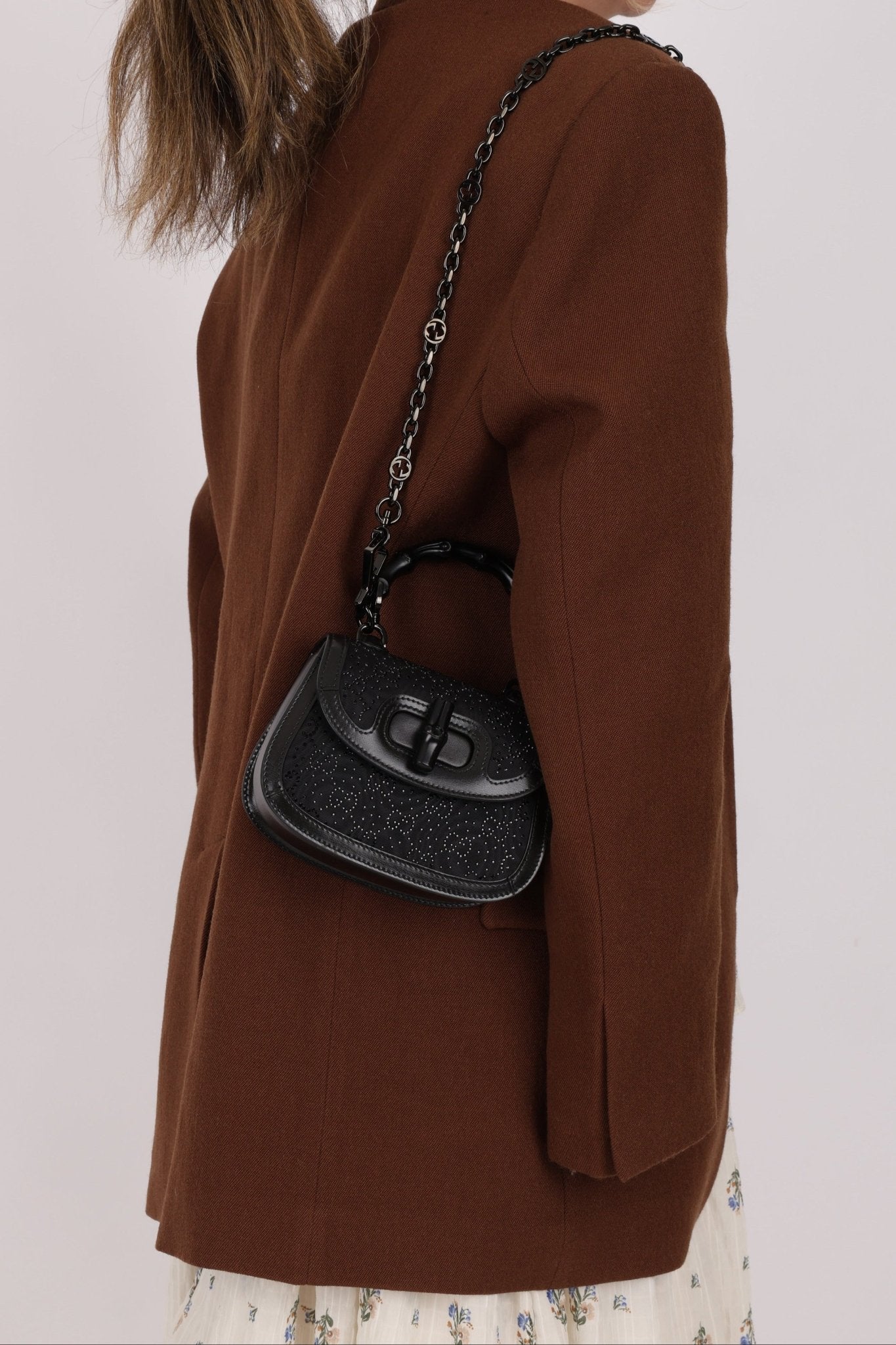 Gucci Crystal Bamboo 1947 Mini Top Handle - FashioNica