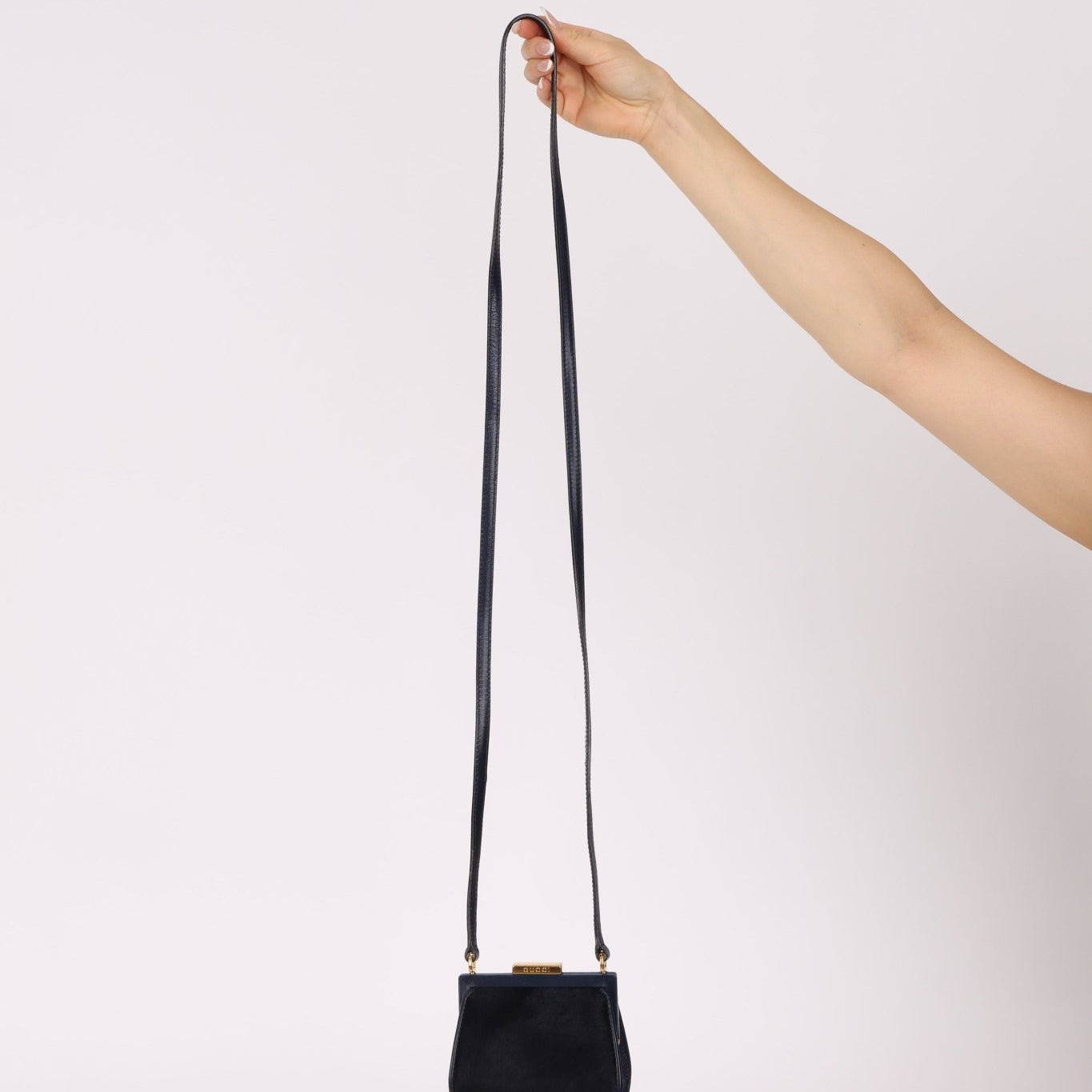 Gucci Dark Navy Ponyhair Frame Crossbody - FashioNica