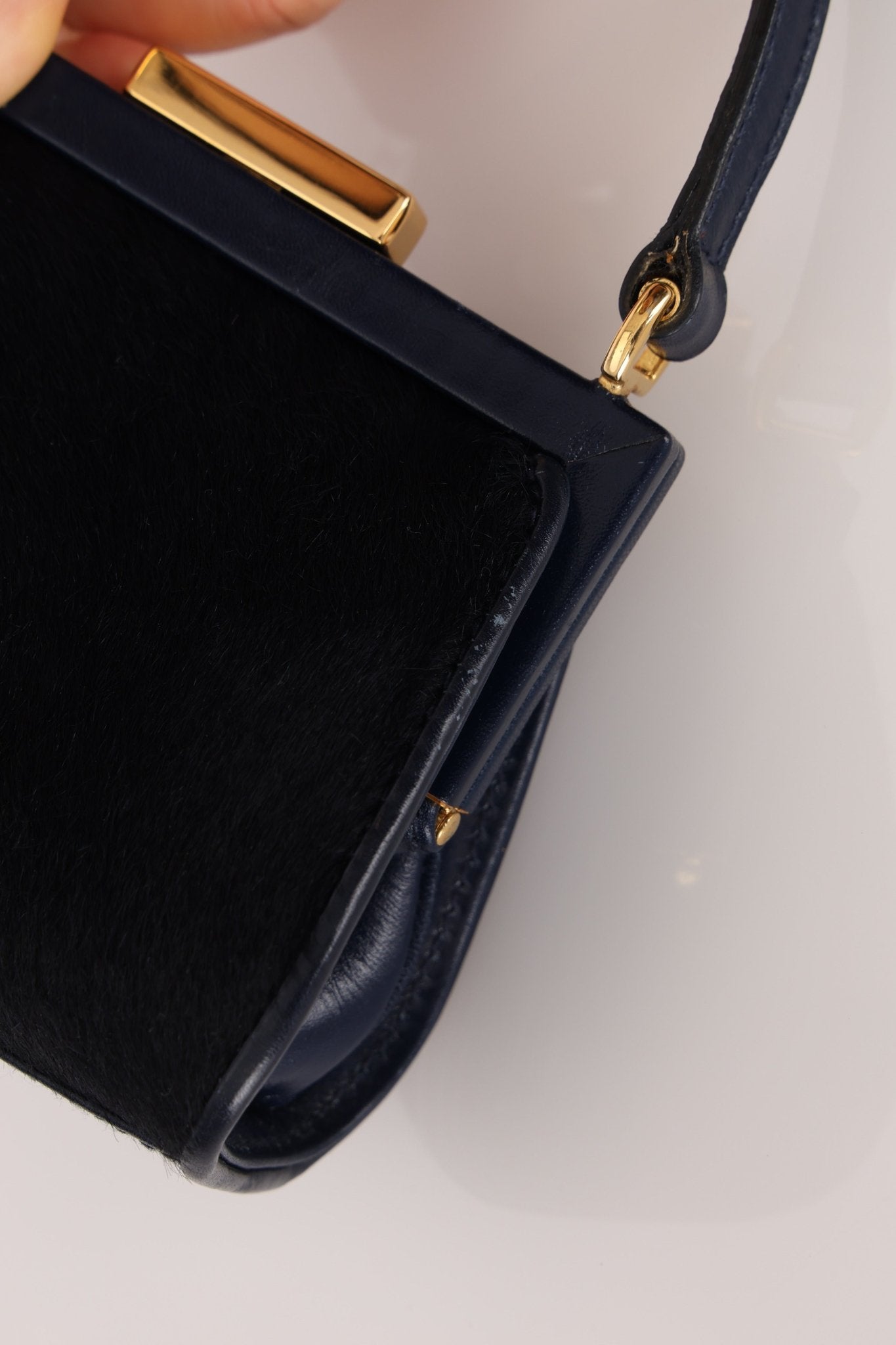 Gucci Dark Navy Ponyhair Frame Crossbody - FashioNica