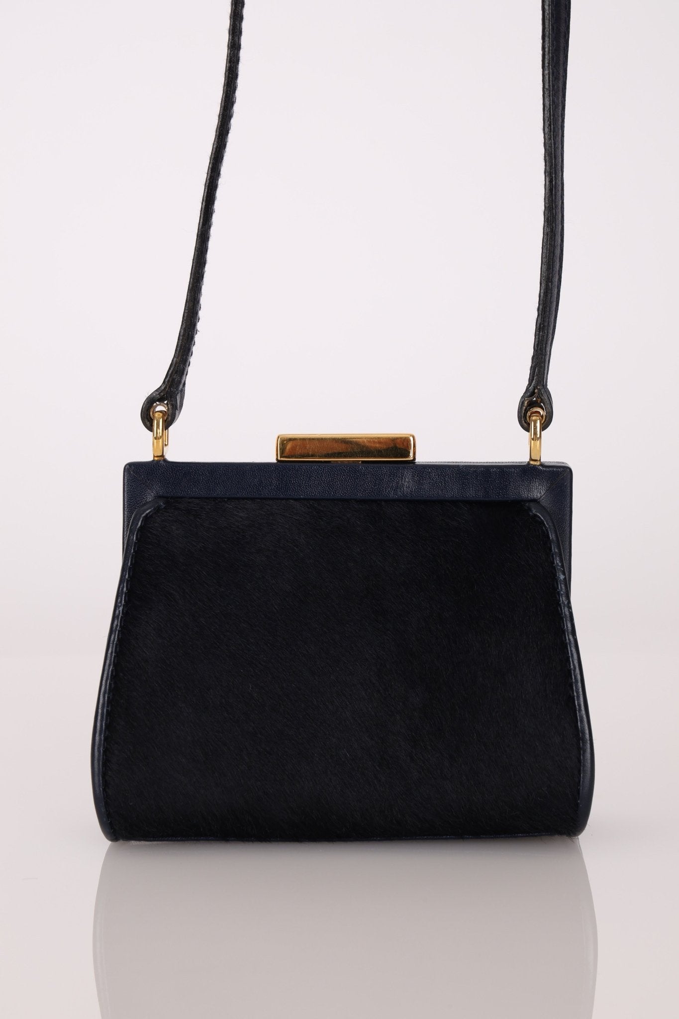 Gucci Dark Navy Ponyhair Frame Crossbody - FashioNica