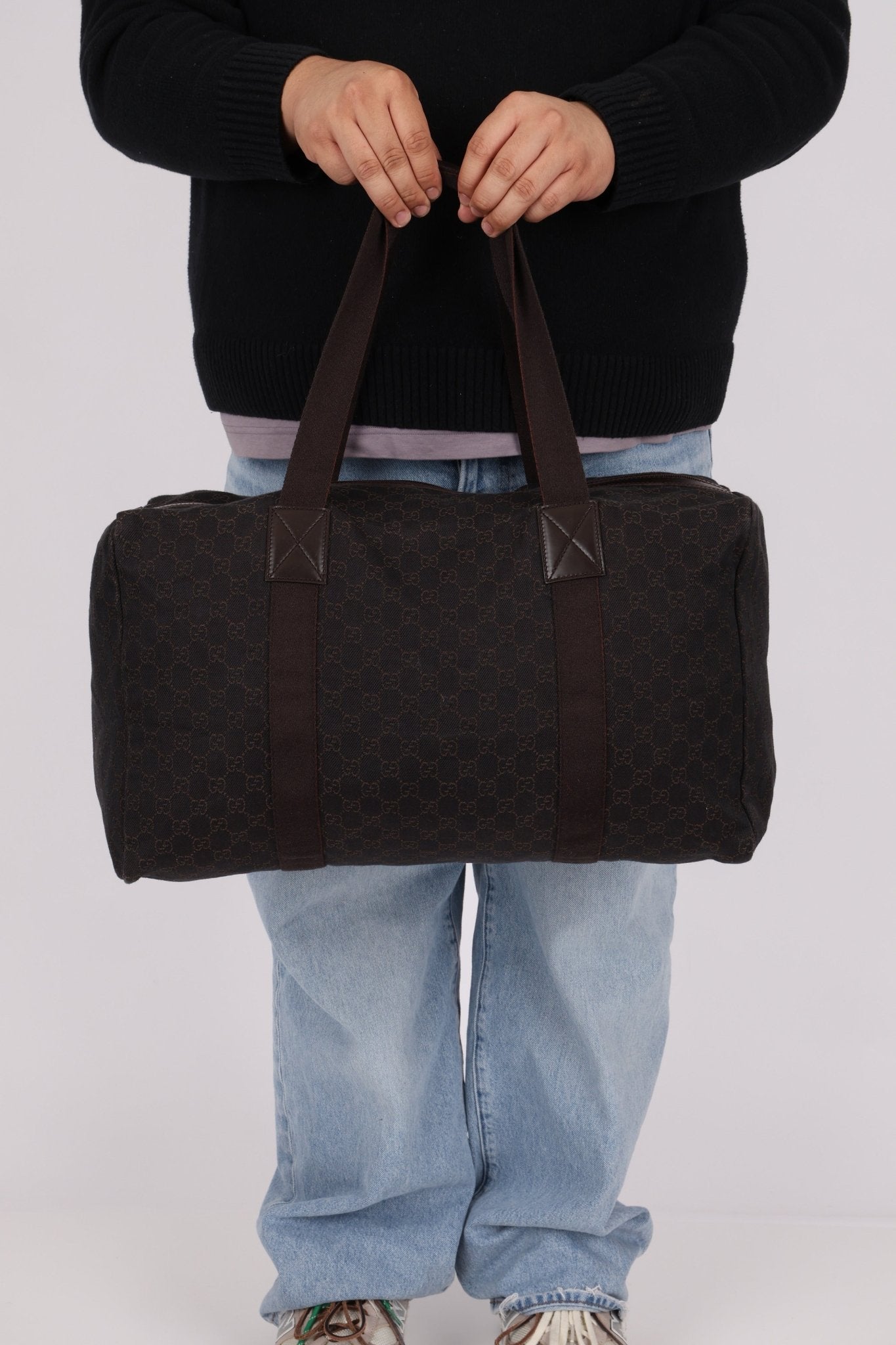 Gucci Denim Monogram Duffle Bag with Pouch - FashioNica