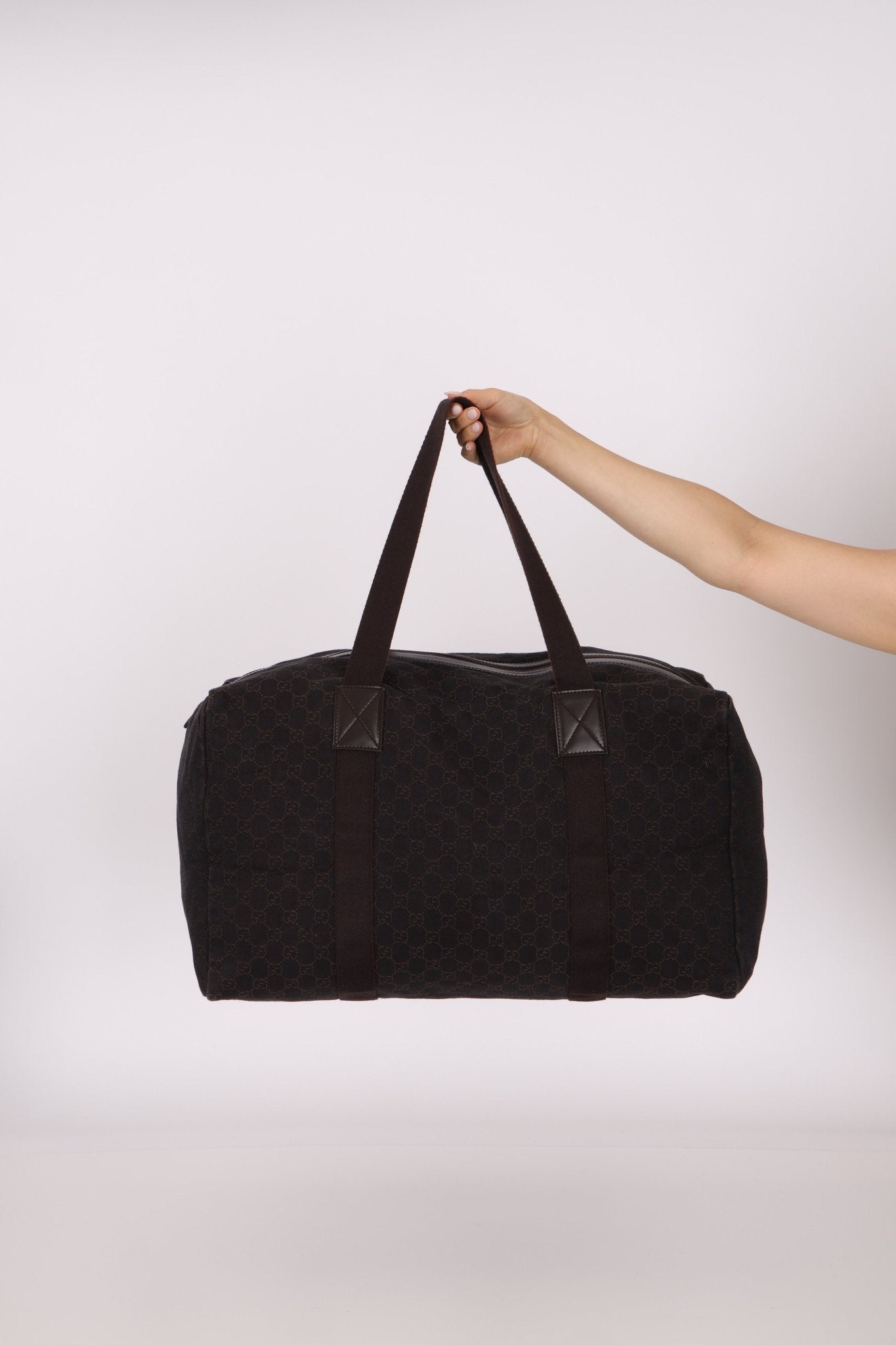 Gucci Denim Monogram Duffle Bag with Pouch - FashioNica