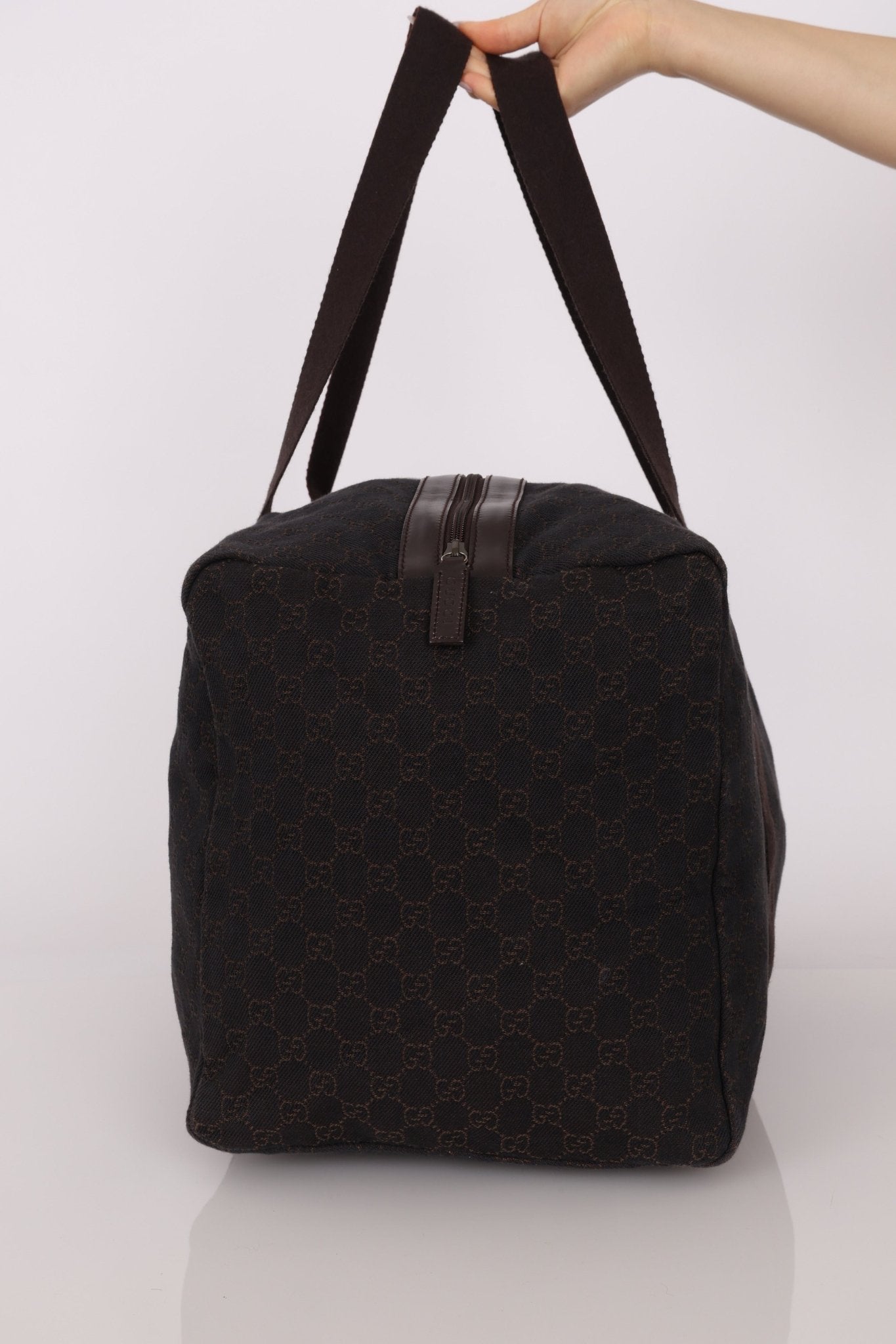 Gucci Denim Monogram Duffle Bag with Pouch - FashioNica