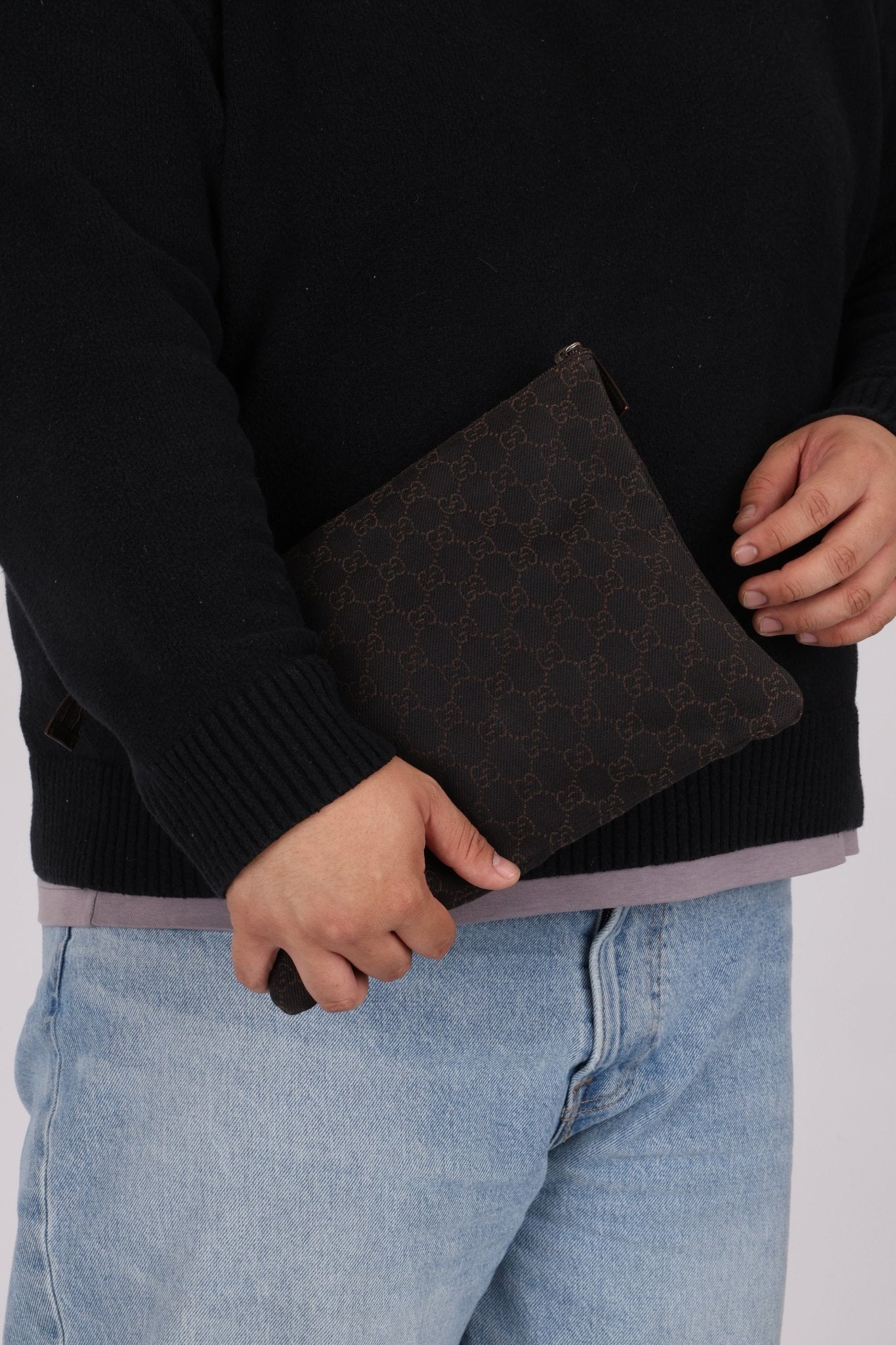 Gucci Denim Monogram Duffle Bag with Pouch - FashioNica