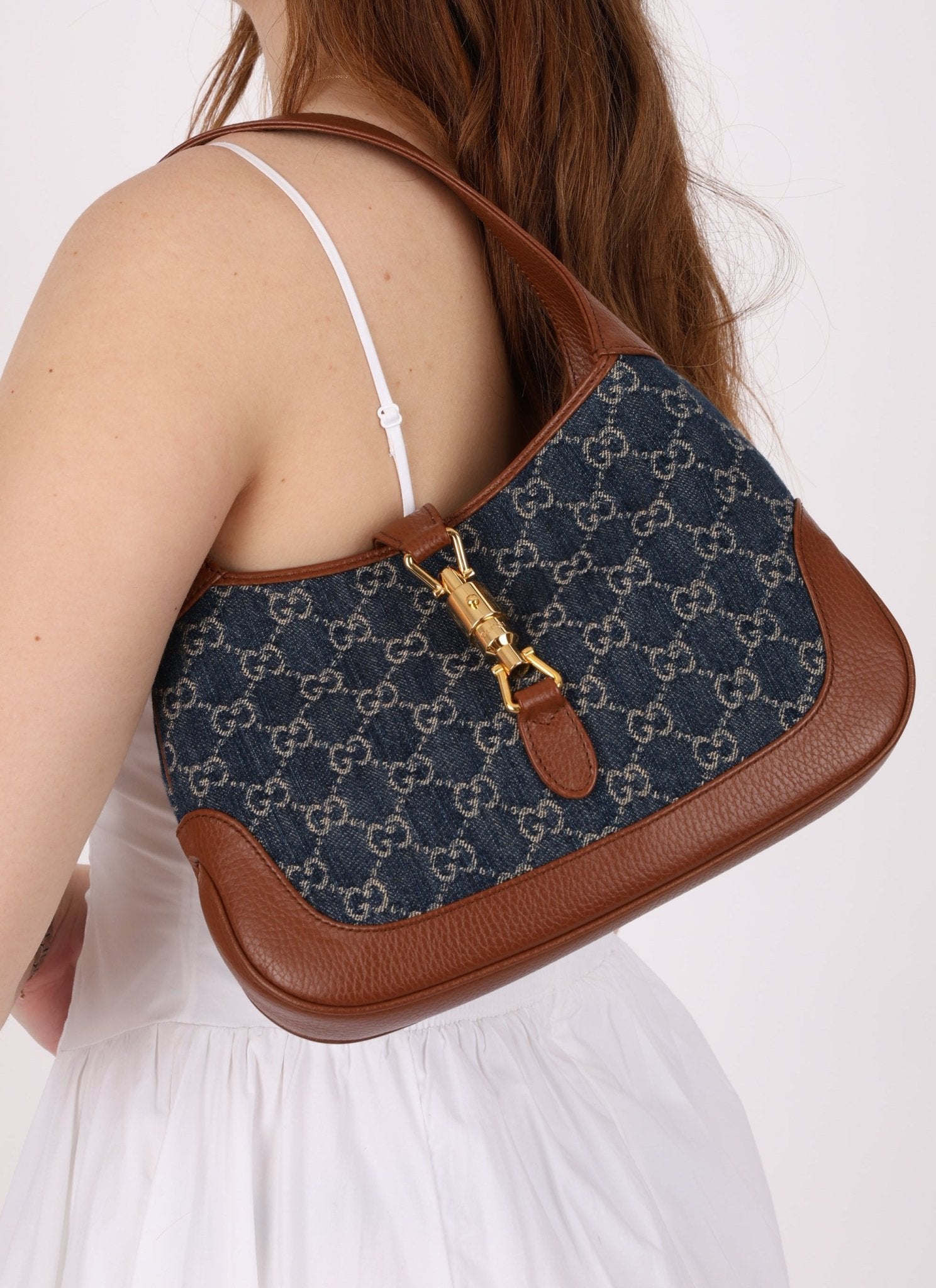 Gucci Denim Monogram Small Jackie - FashioNica