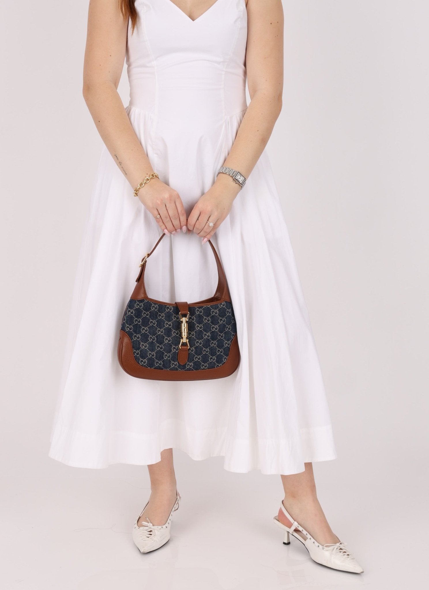 Gucci Denim Monogram Small Jackie - FashioNica