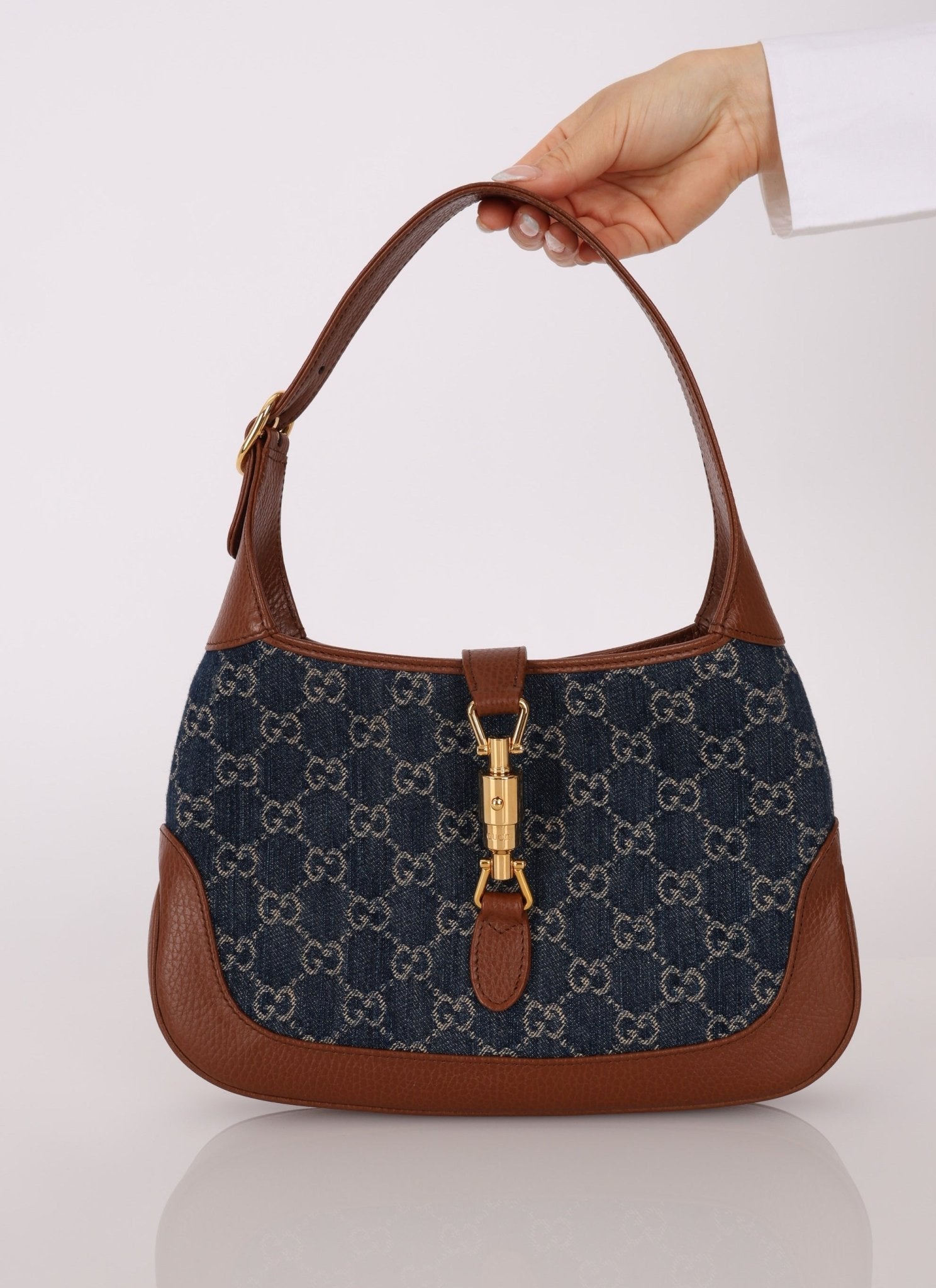 Gucci Denim Monogram Small Jackie - FashioNica