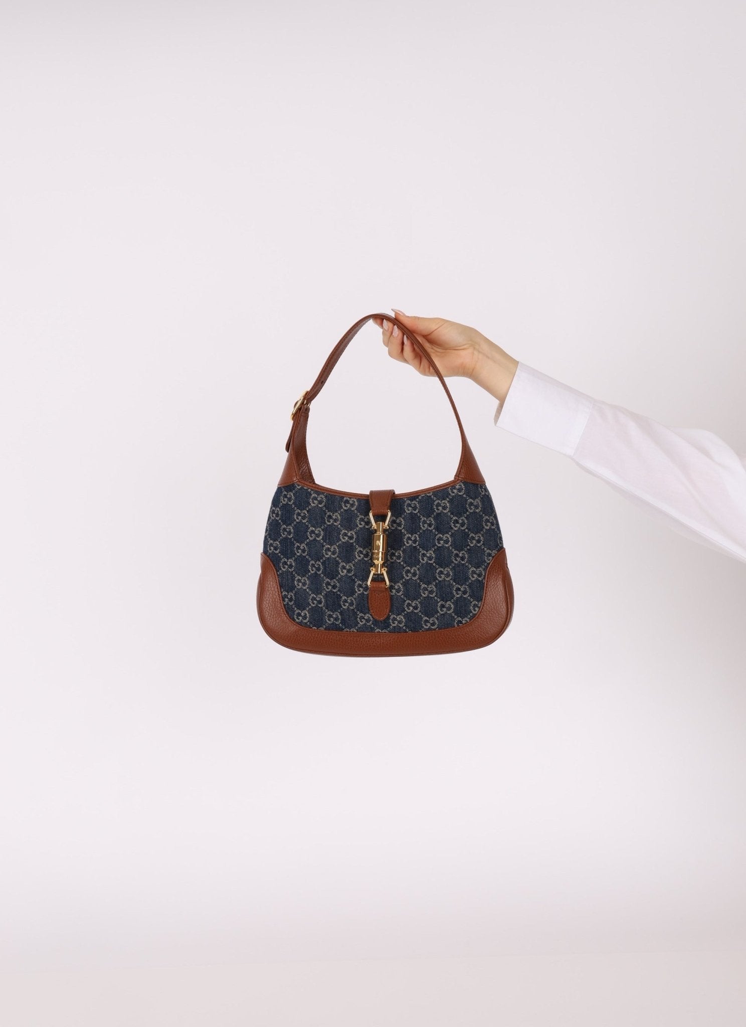 Gucci Denim Monogram Small Jackie - FashioNica