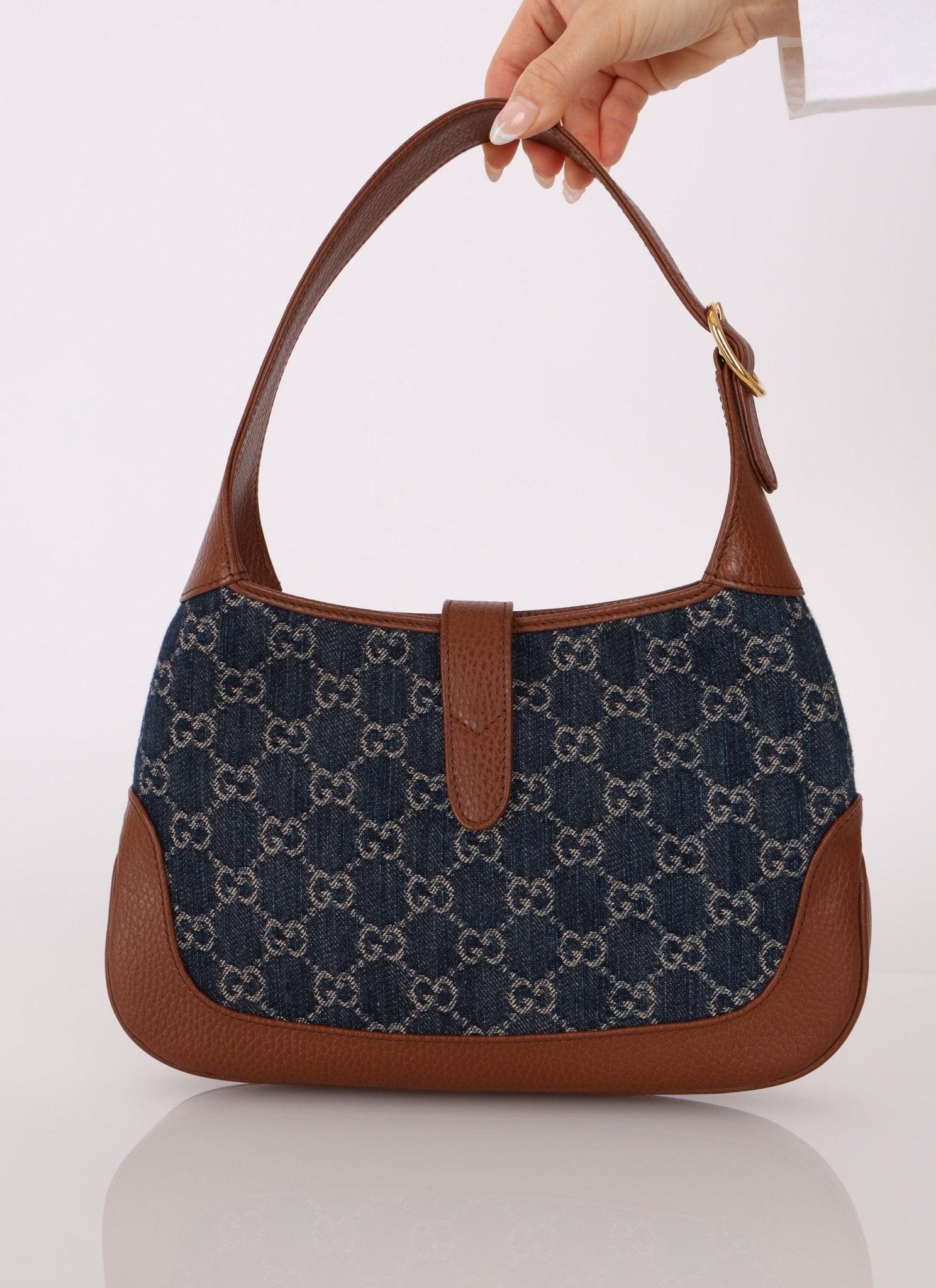 Gucci Denim Monogram Small Jackie - FashioNica