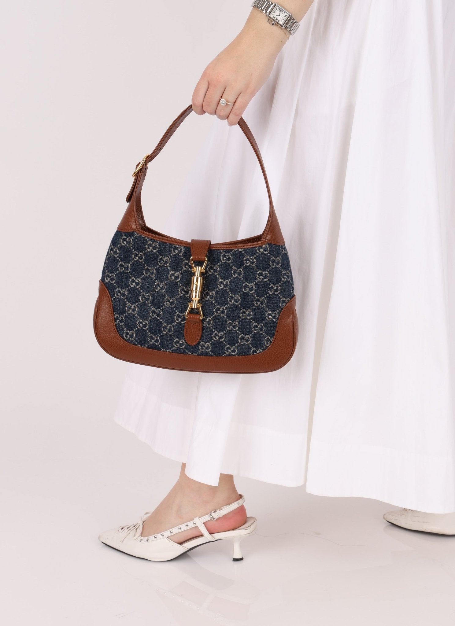 Gucci Denim Monogram Small Jackie - FashioNica