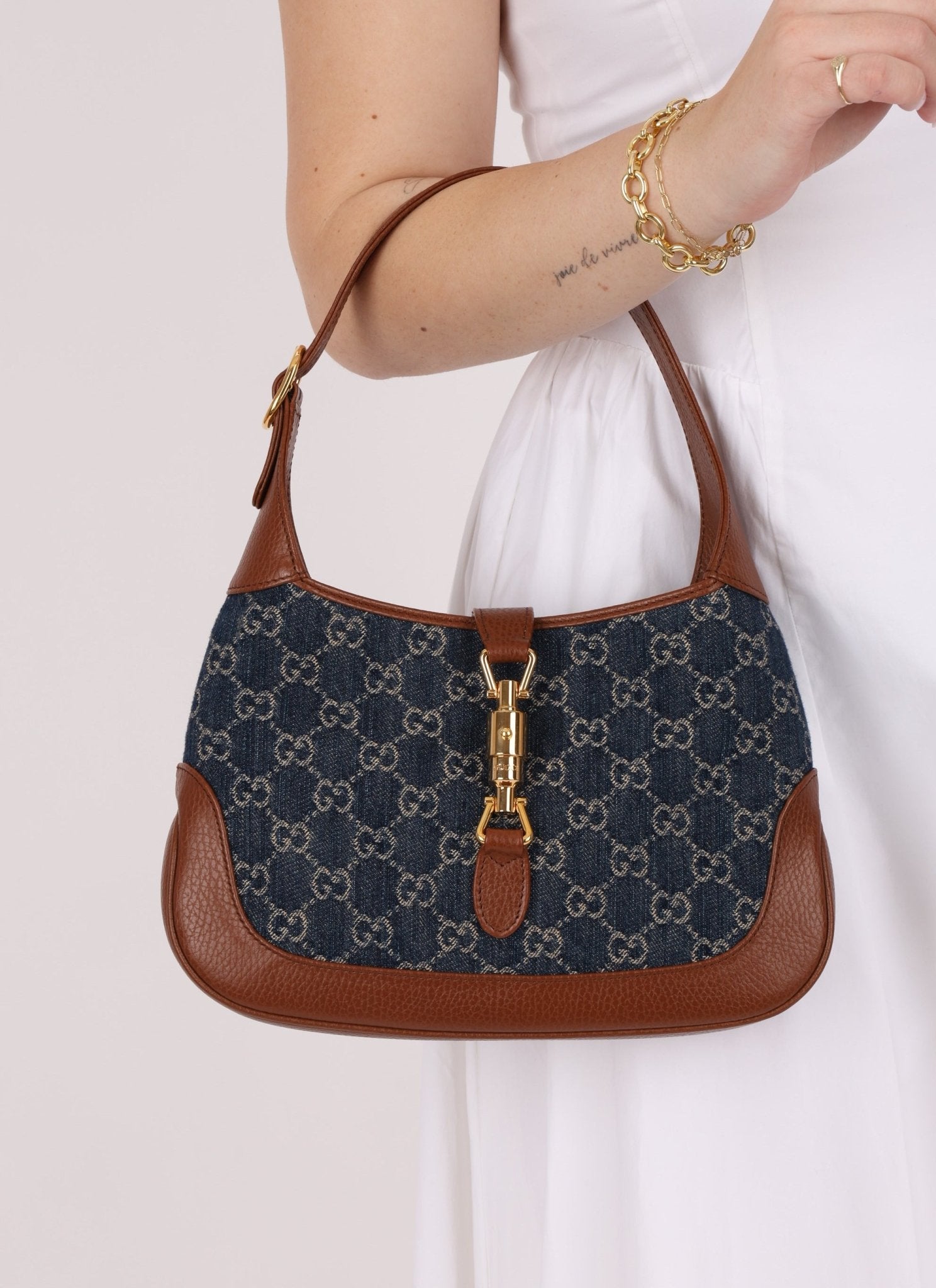Gucci Denim Monogram Small Jackie - FashioNica