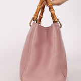 Gucci Dust Pink Leather Bamboo Shopper Tote - FashioNica