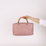 Gucci Dust Pink Leather Bamboo Shopper Tote - FashioNica