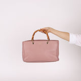 Gucci Dust Pink Leather Bamboo Shopper Tote - FashioNica