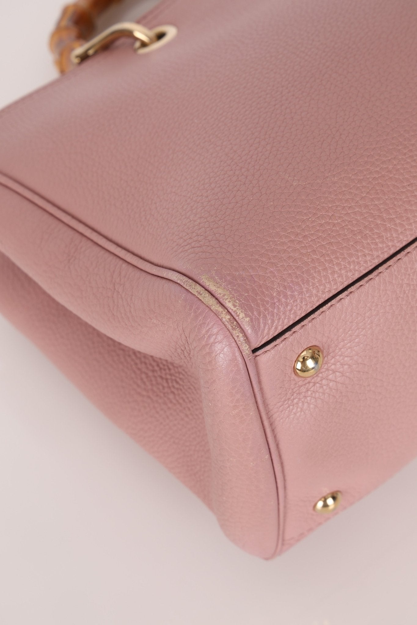 Gucci Dust Pink Leather Bamboo Shopper Tote - FashioNica