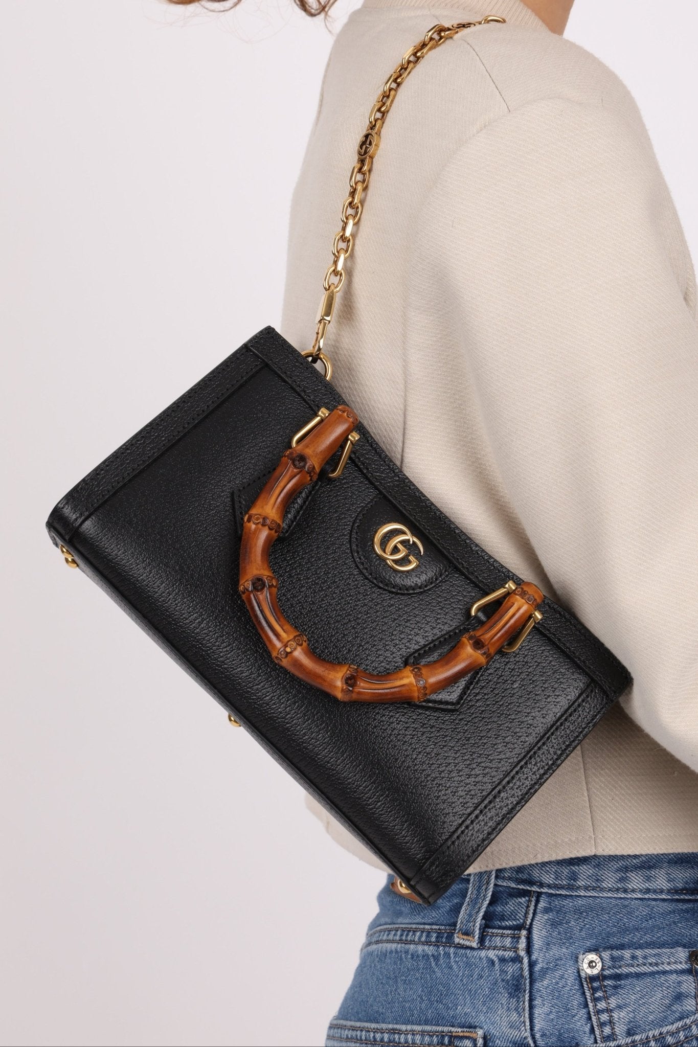 Gucci East West Bamboo Leather Diana - FashioNica