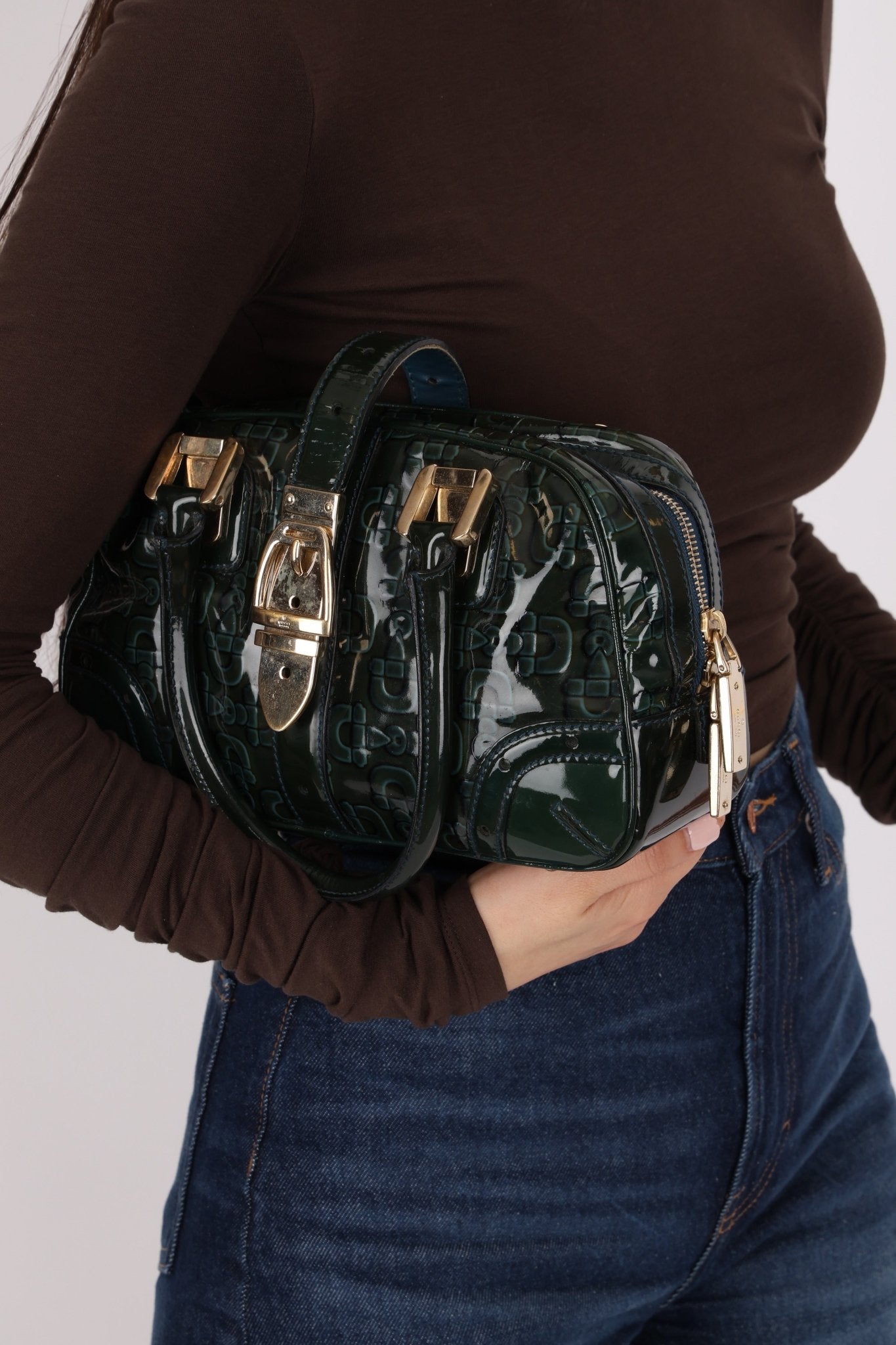 Gucci Emerald Patent Horsebit Glam Boston Bag - FashioNica