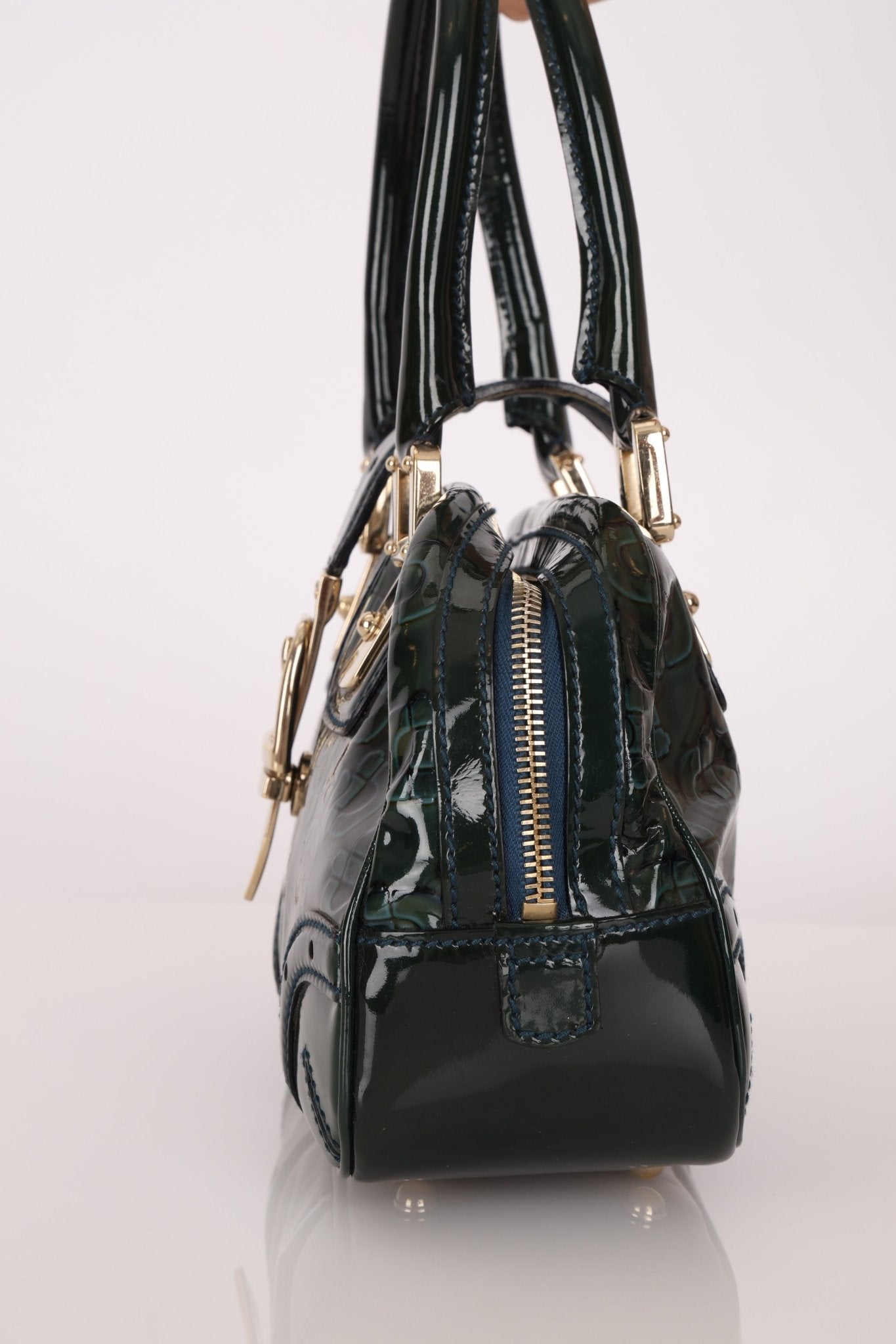 Gucci Emerald Patent Horsebit Glam Boston Bag - FashioNica