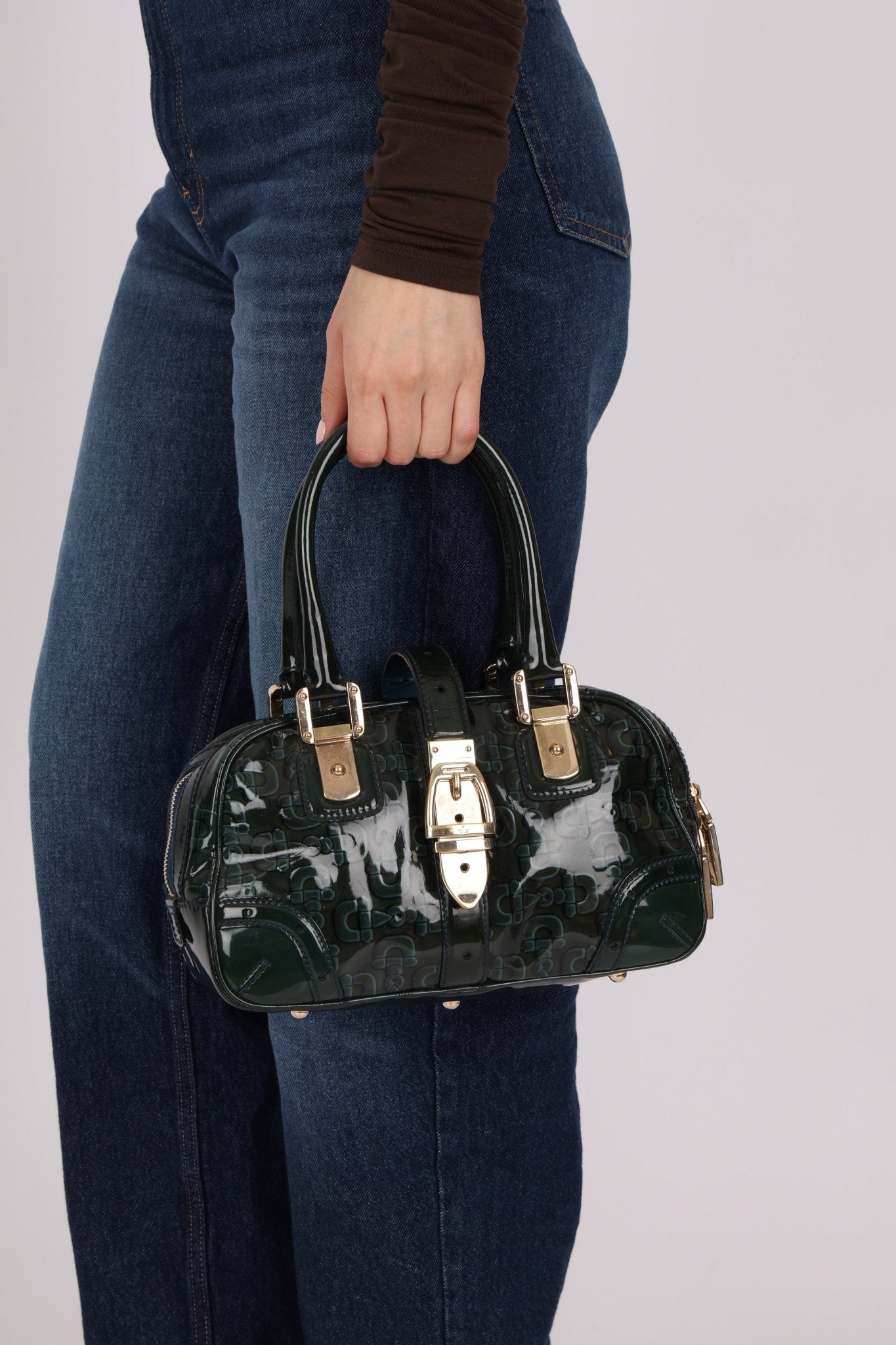 Gucci Emerald Patent Horsebit Glam Boston Bag - FashioNica