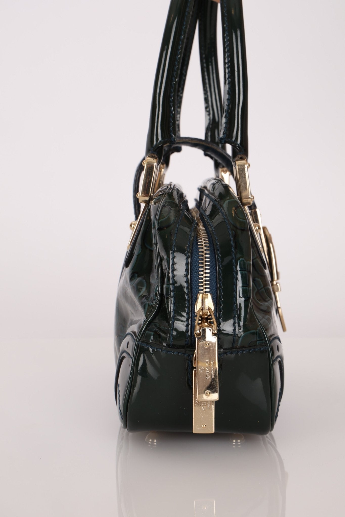 Gucci Emerald Patent Horsebit Glam Boston Bag - FashioNica