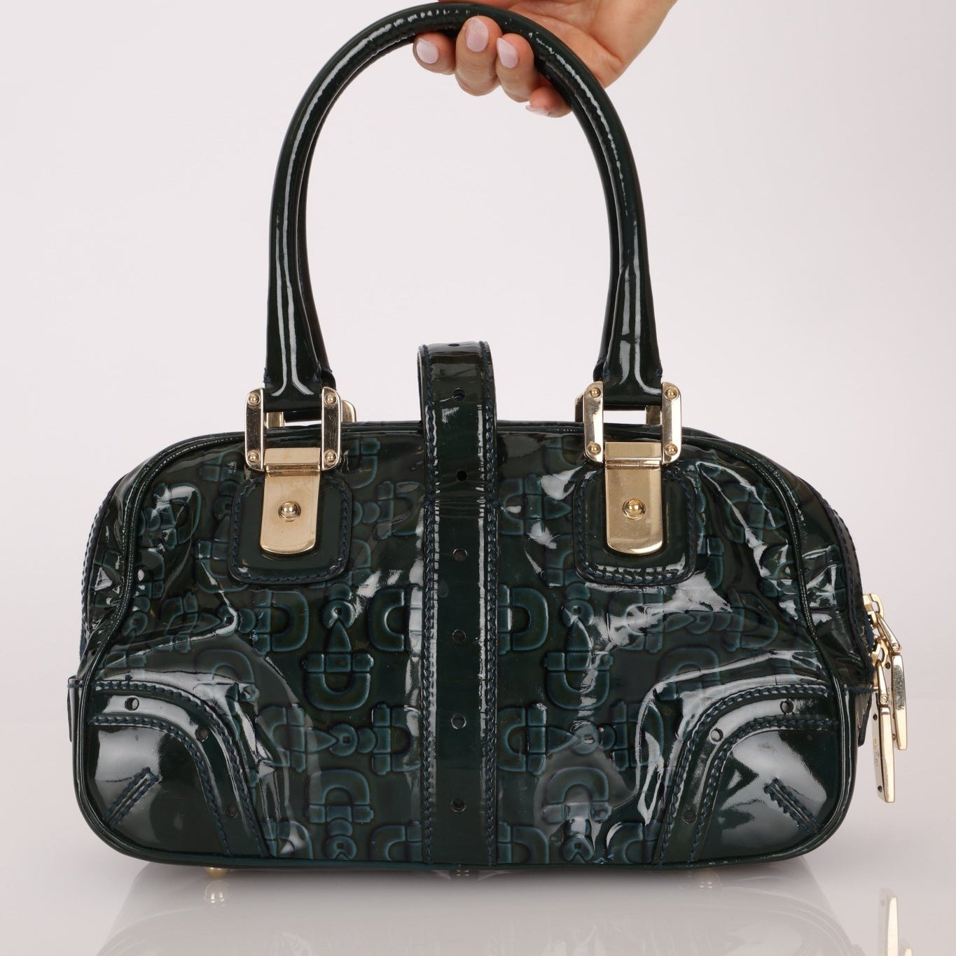 Gucci Emerald Patent Horsebit Glam Boston Bag - FashioNica