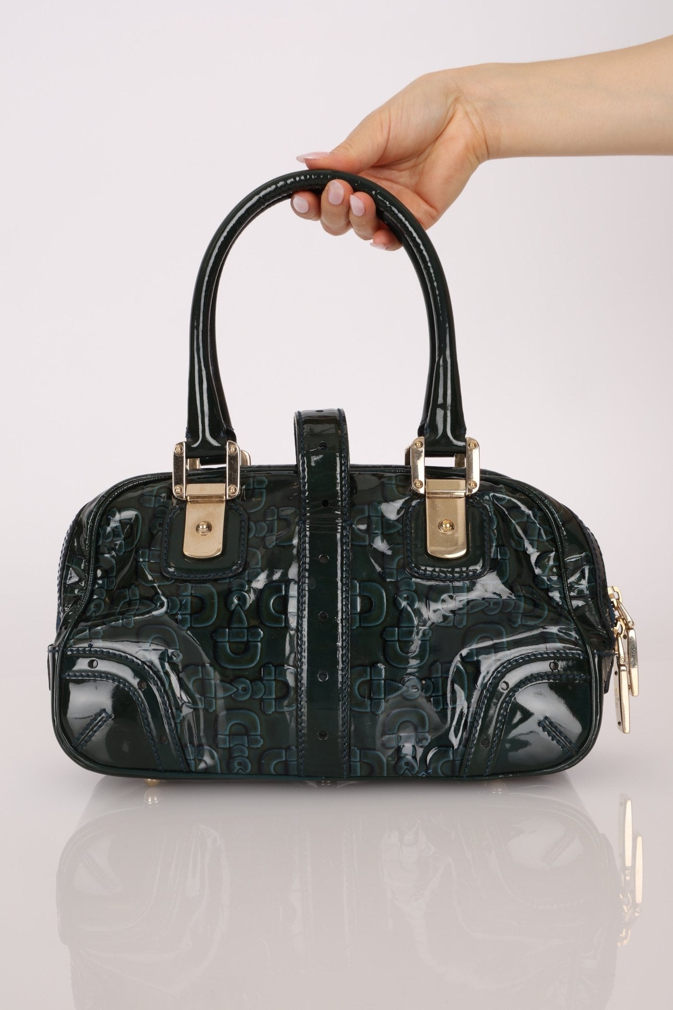 Gucci Emerald Patent Horsebit Glam Boston Bag - FashioNica