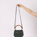 Gucci Forest Green Bamboo Turnlock Mini Top Handle - FashioNica