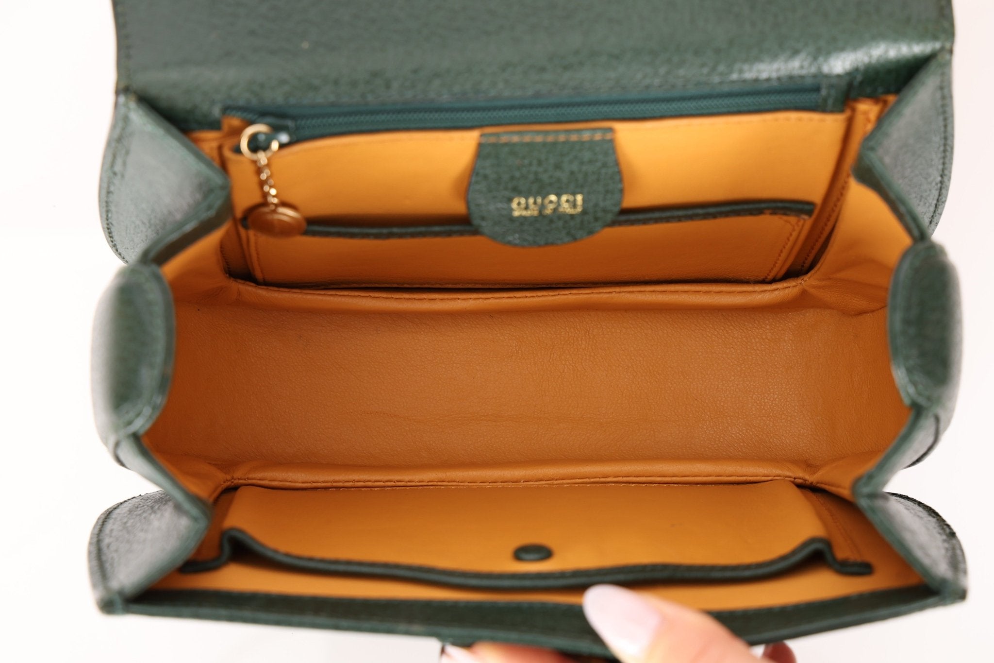 Gucci Forest Green Bamboo Turnlock Mini Top Handle - FashioNica