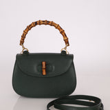 Gucci Forest Green Bamboo Turnlock Mini Top Handle - FashioNica