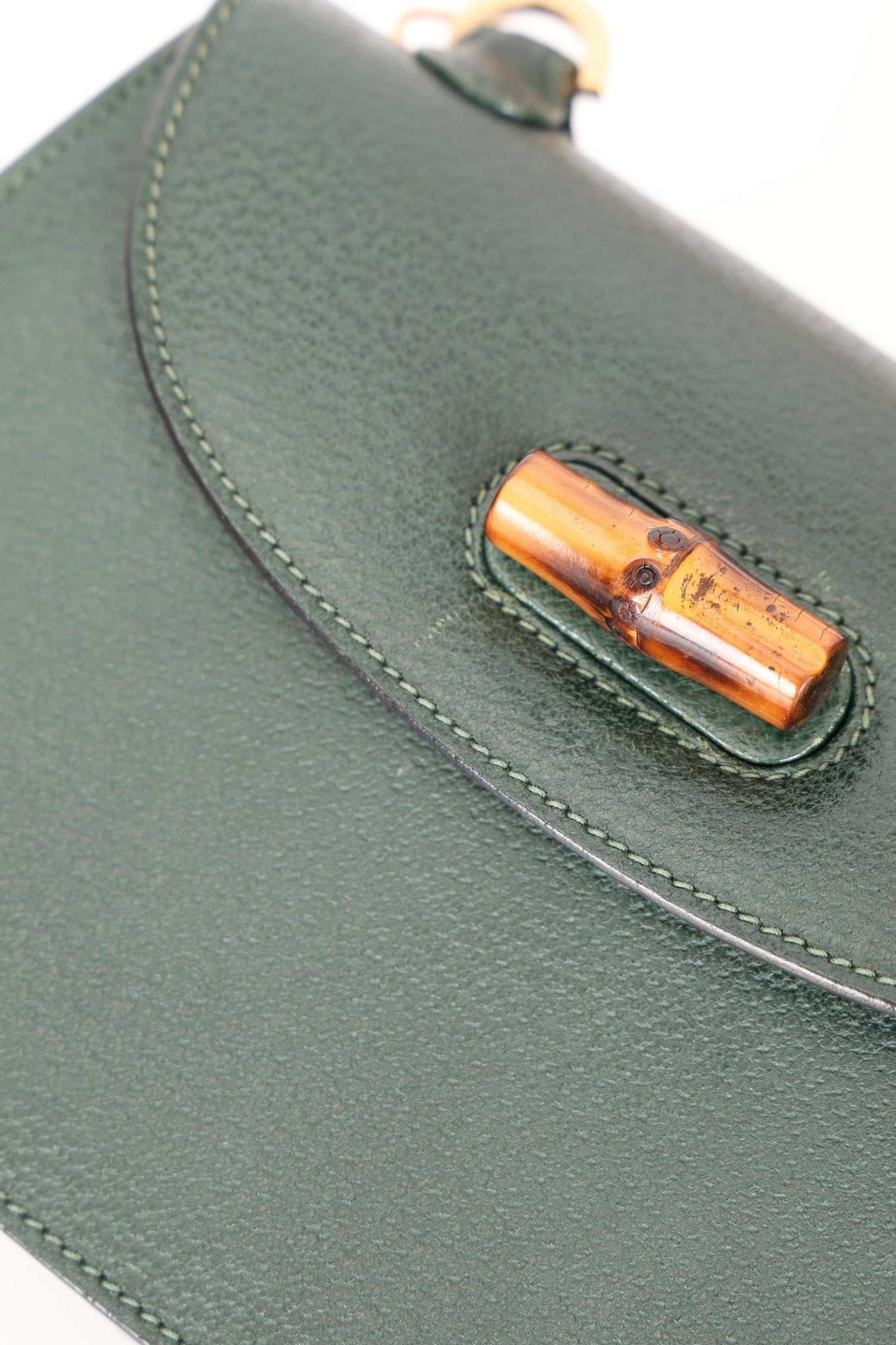 Gucci Forest Green Bamboo Turnlock Mini Top Handle - FashioNica