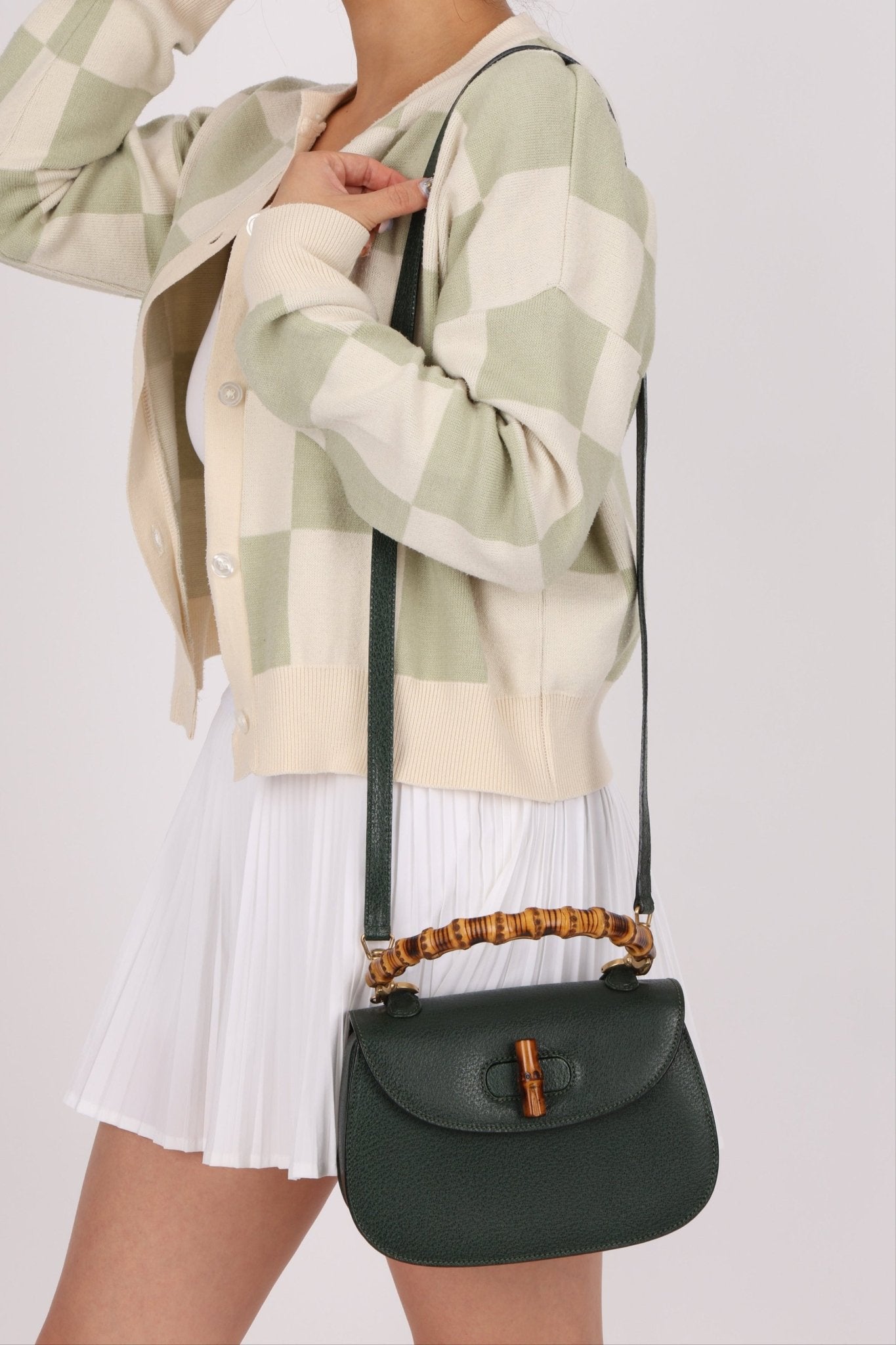 Gucci Forest Green Bamboo Turnlock Mini Top Handle - FashioNica