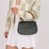 Gucci Forest Green Bamboo Turnlock Mini Top Handle - FashioNica